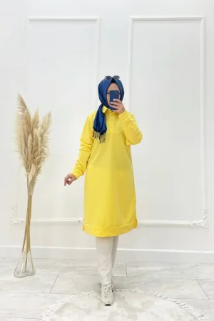 Şahane Tesettür Tunik Sarı