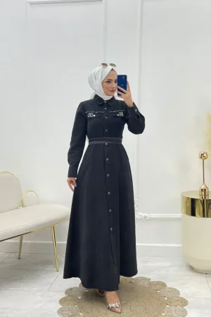 Deniz Tesettür Elbise Siyah