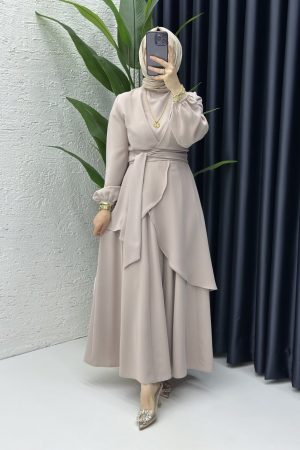 Hanzade Takım Tesettür Giyim-Taş Rengi