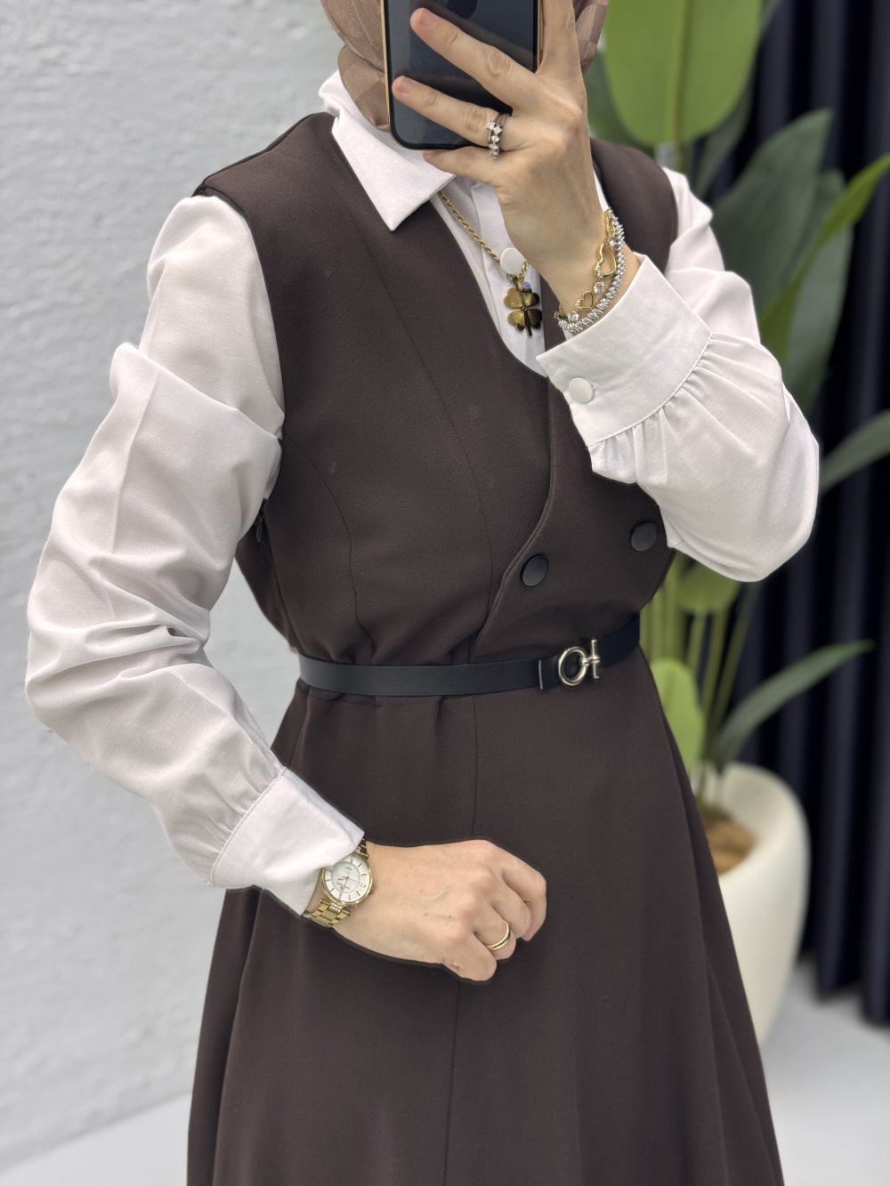 Nadide Jile Tesettür Giyim-Kahverengi - Görsel 3