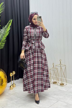 Premium Ekose Takım Bordo