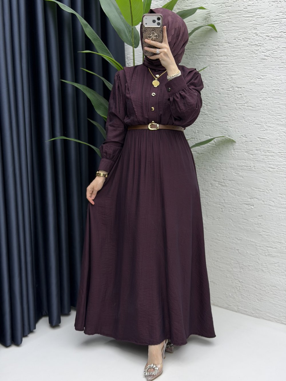Vera Elbise Tesettür Giyim-Mürdüm