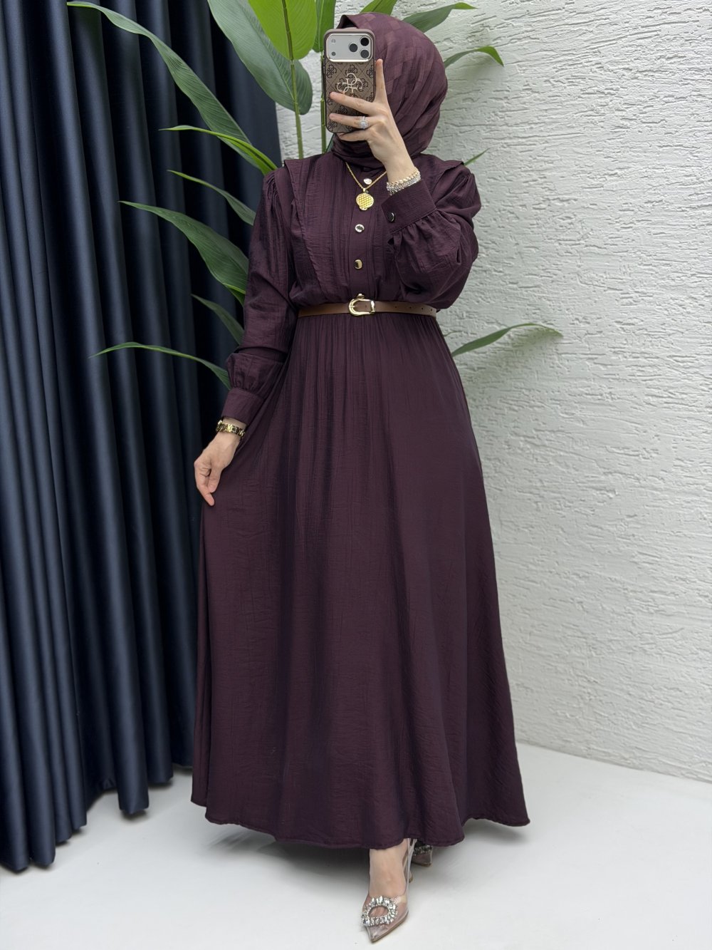 Vera Elbise Tesettür Giyim-Mürdüm - Görsel 2