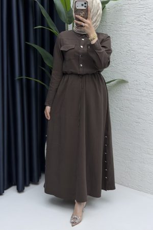 Azra Elbise Tesettür Giyim-Kahve