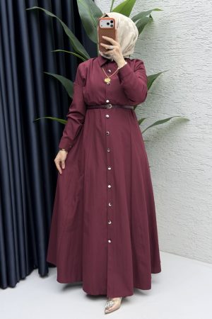Nisa Elbise Tesettür Giyim-Bordo