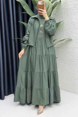 Ahum Elbise Tesettür Giyim-Haki