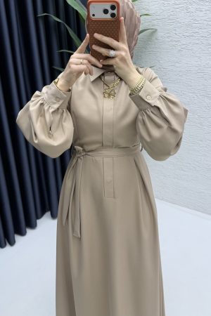 Eylül Elbise Tesettür Giyim-Latte